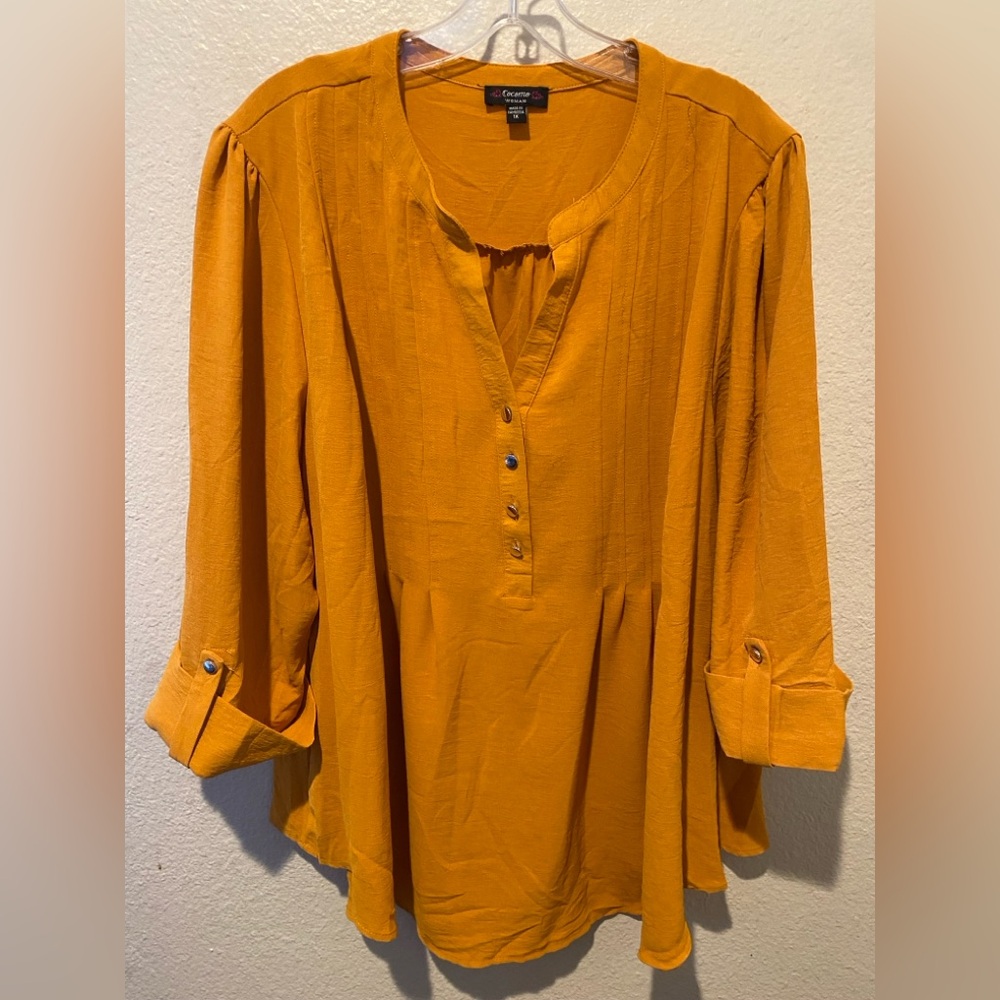 Cocomo Mustard Blouse with Button Detail